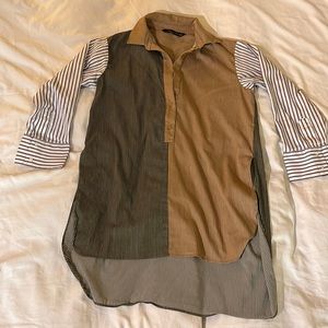 ZARA Oversized Button Shirt. Mixed print tunic